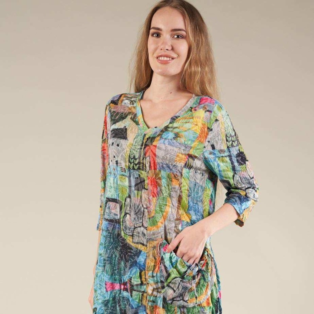 Shana colorful boho abstract Y3K artsy charming town patchwork M office vacation
